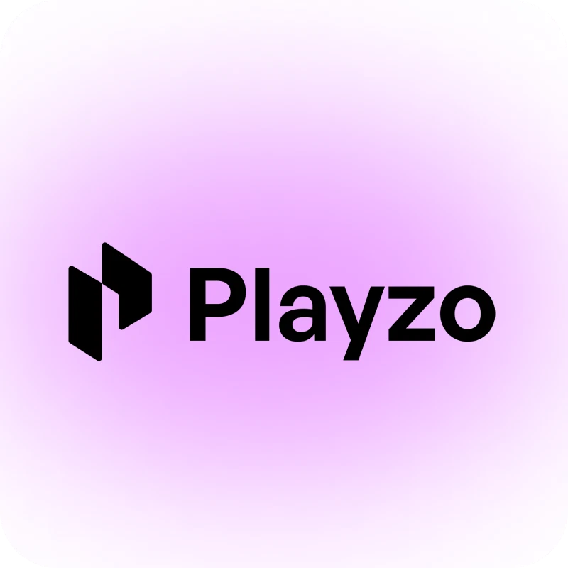 Playzo logo on a pink gradient background