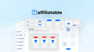 Affiliatable software interface on a light blue background