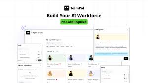 TeamPal platform interface for building an AI workforce with no code required.