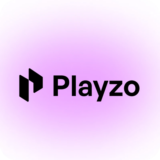 Playzo logo on a pink gradient background