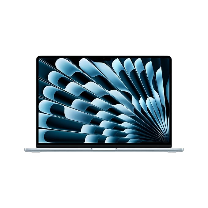 Laptop with a futuristic design on the screen against a white background