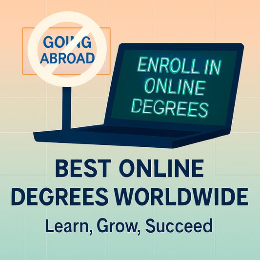 Laptop with 'Enroll in Online Degrees' text on a gradient background