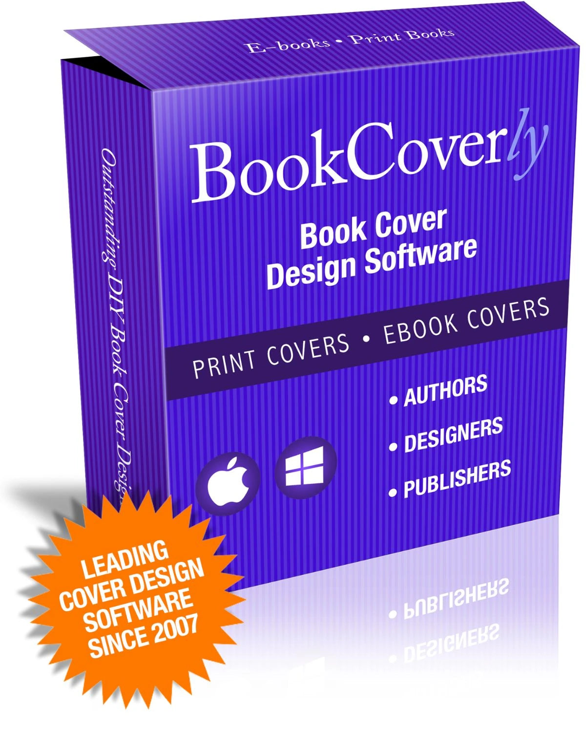 BookCoverly book cover design software packaging on a white background
