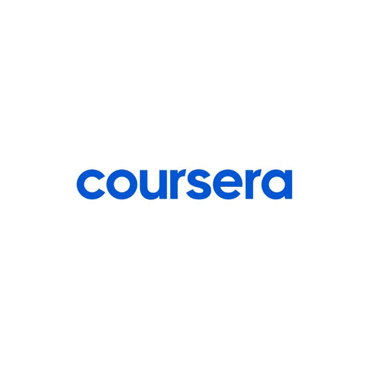 Coursera logo in blue on a white background