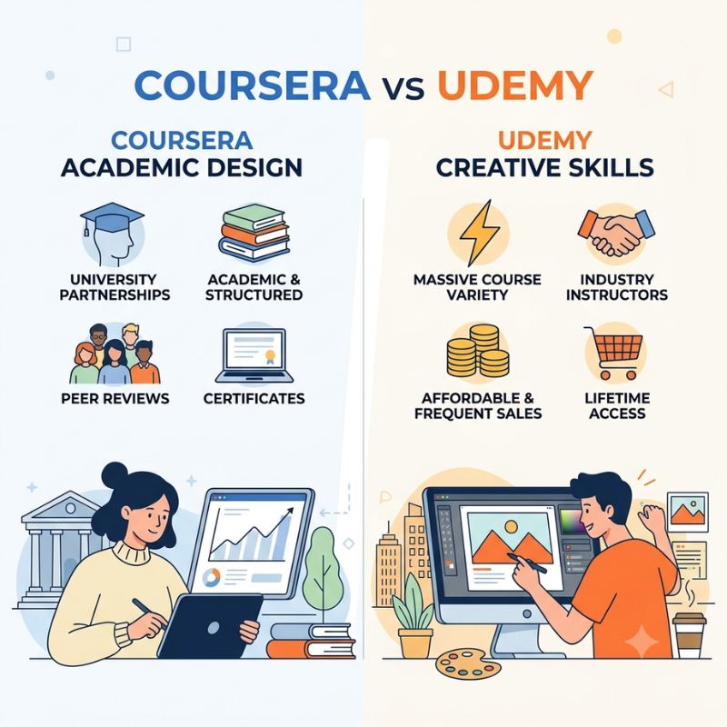 Coursera vs Udemy for design course