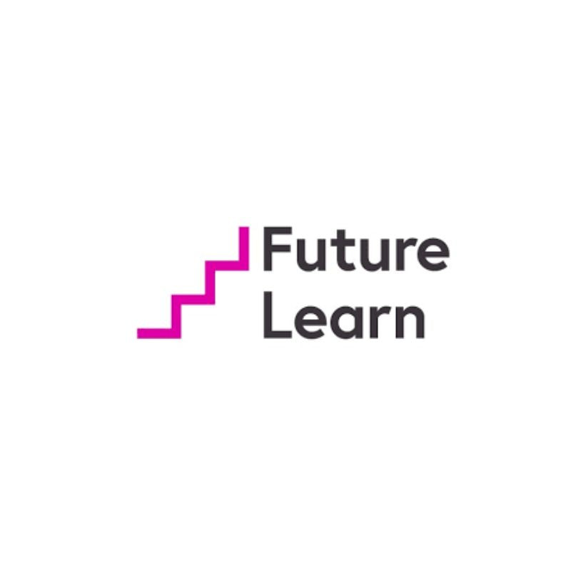 Future Learn logo with a pink staircase on a white background