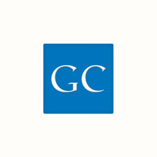 Blue square with 'GC' logo on a white background