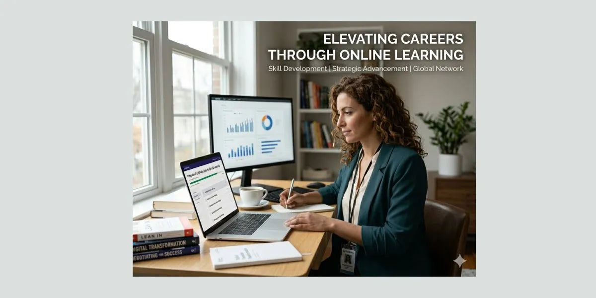 Lady with laptop and desktop 