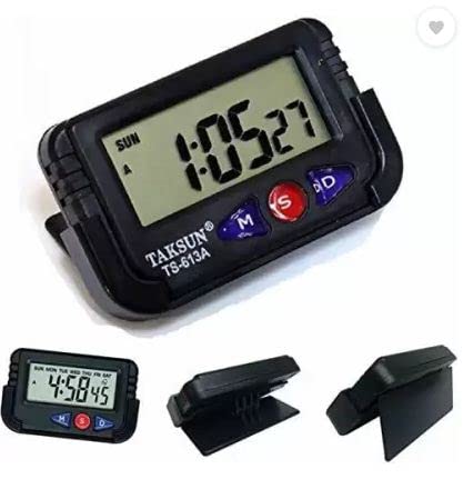 Digital timer with a clip on a white background