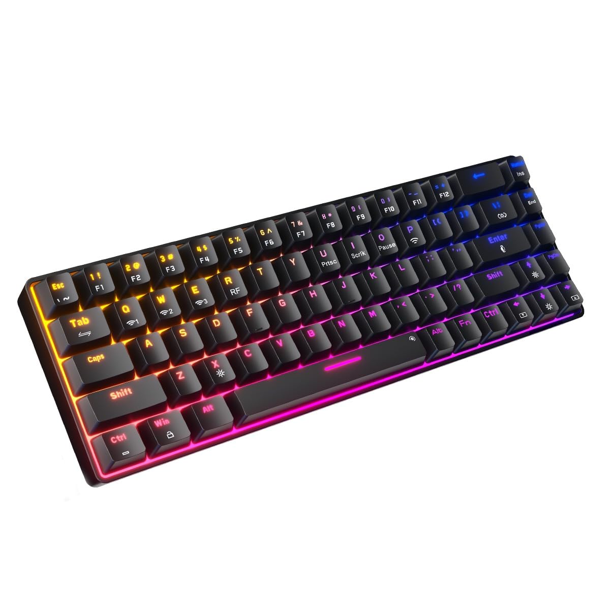 Gaming keyboard with RGB lighting on a white background