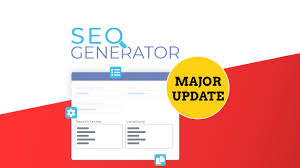 SEO Generator with a major update label on a red background