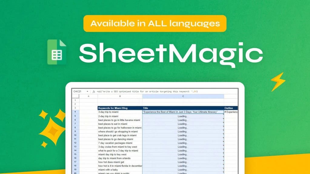 SheetMagic software with spreadsheet on a green background