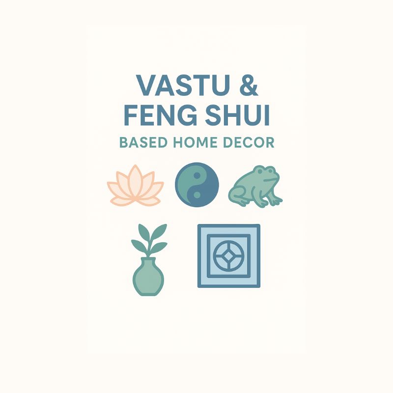Vastu and Feng Shui based home decor with icons on a white background