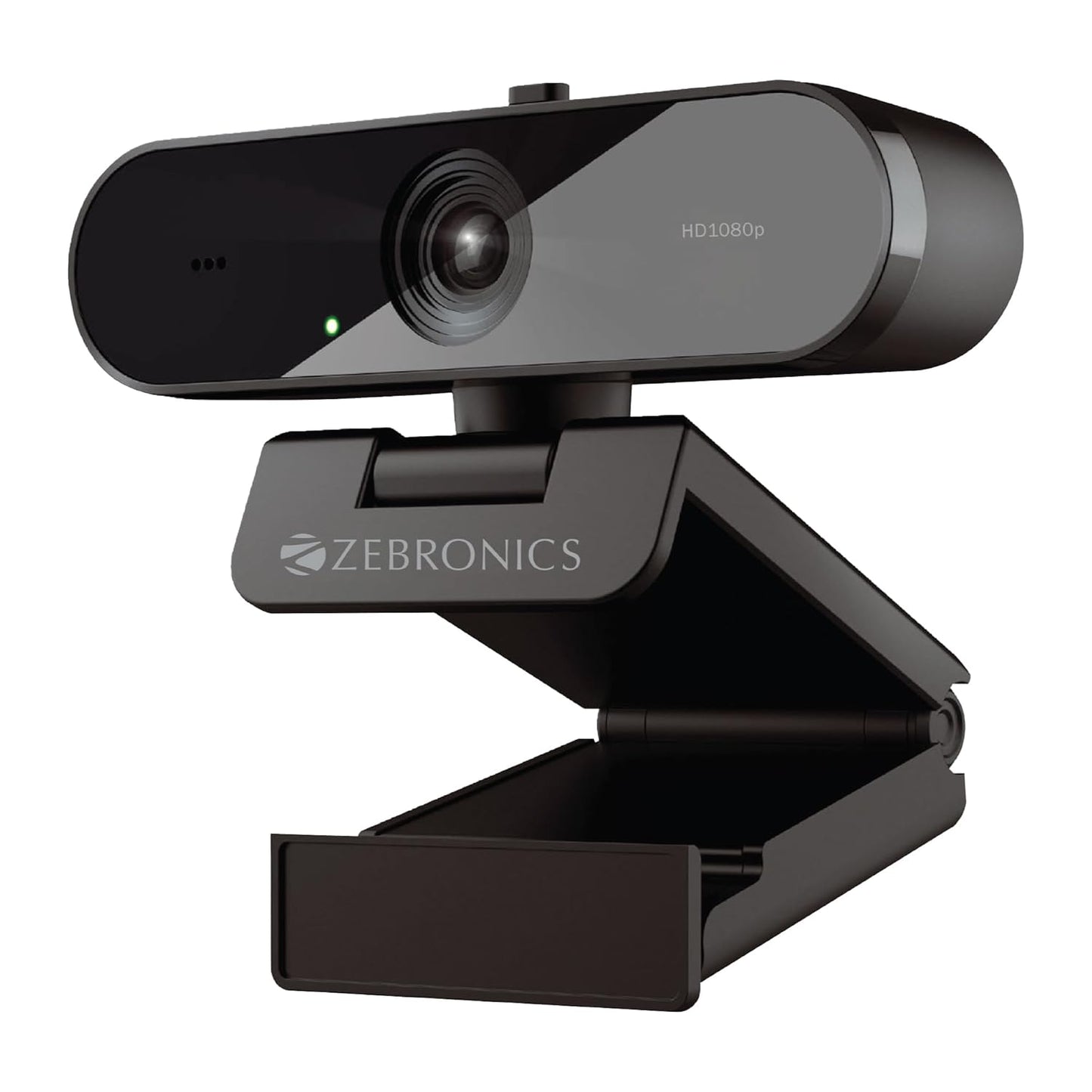Black Zebronics webcam on a white background